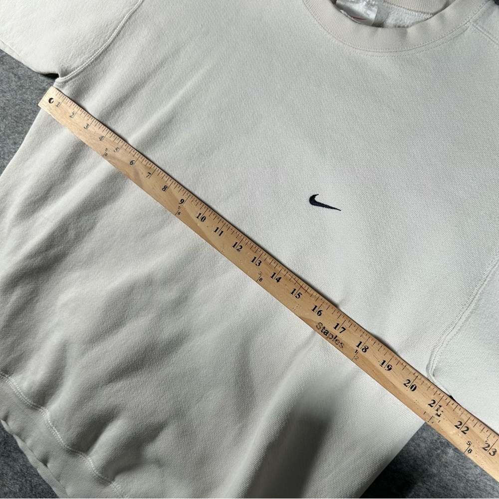 Vintage 90s Nike Sweatshirt Men Medium White Essentials Crew Earthtone Swoosh - Picture 6 of 9